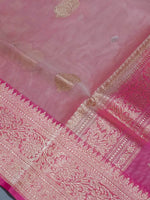 Handwoven Pink Banarasi Organza Saree