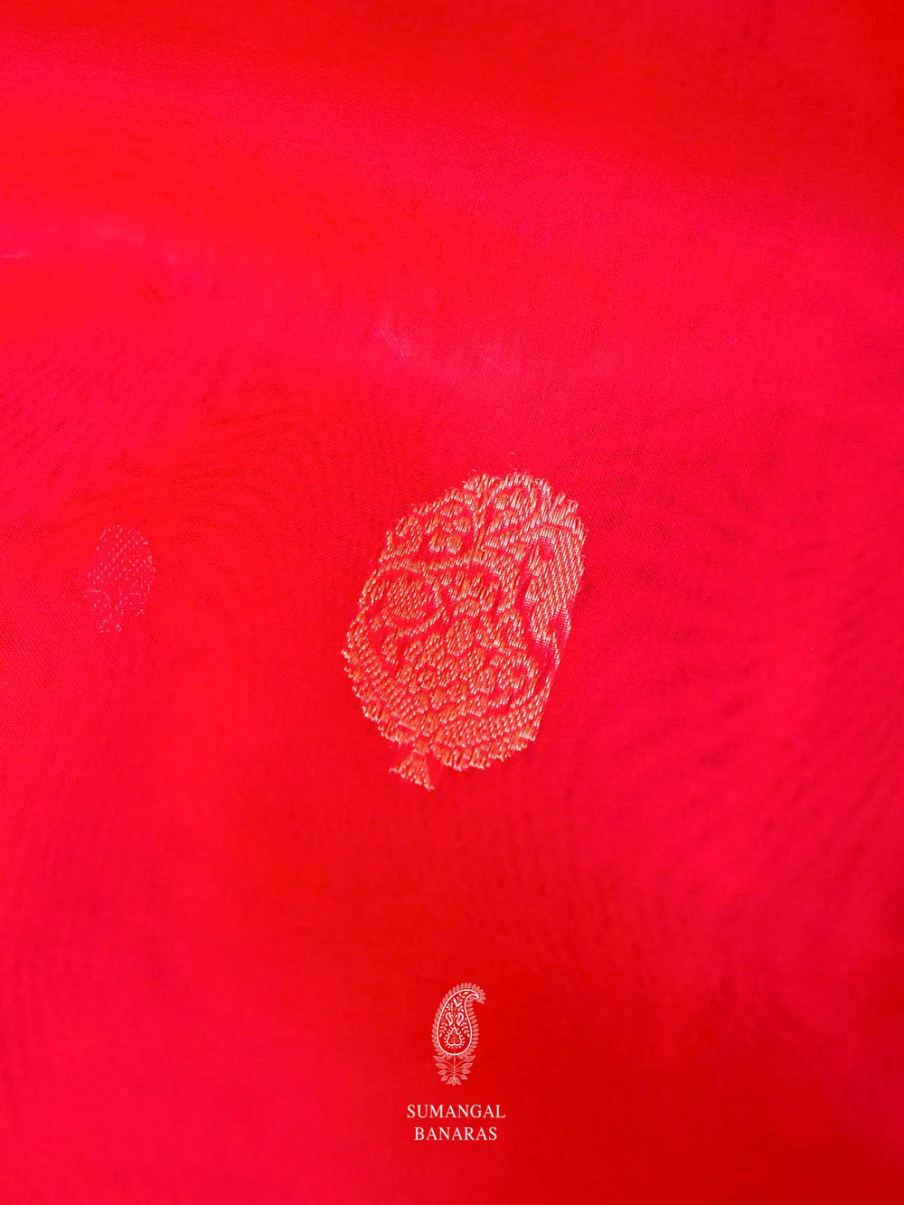 Handwoven Pinkish Red Banarasi  Organza Silk Saree