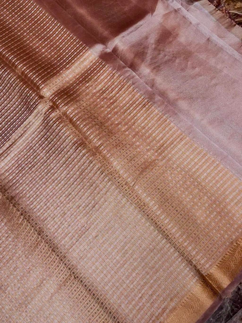 Handwoven Banarasi Coffee Brown Tissue Silk Saree