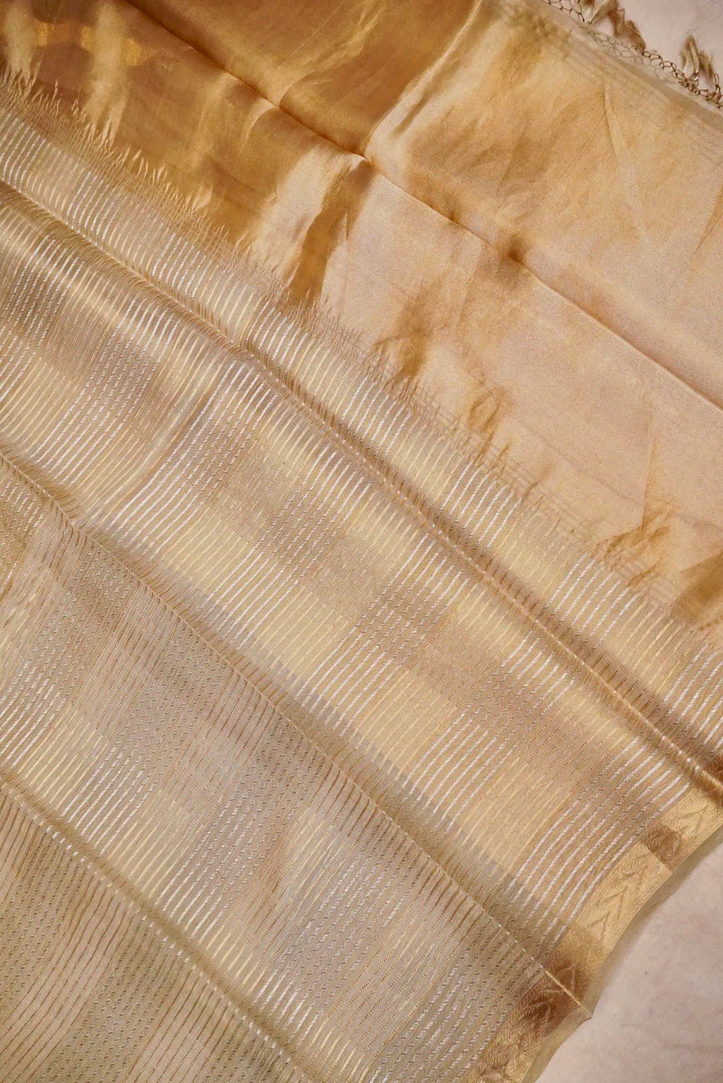 Handwoven Olive Green Banarasi  Tissue Silk Saree