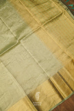 Handwoven Banarsi Mint Hint Kora Silk Saree