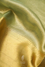 Handwoven Banarsi Mint Hint Kora Silk Saree
