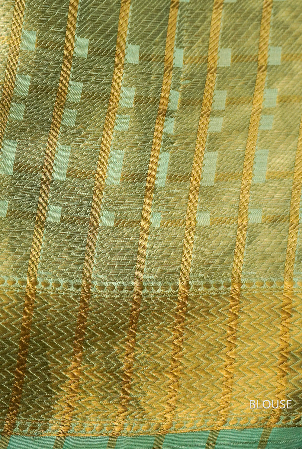 Handwoven Banarsi Mint Hint Kora Silk Saree