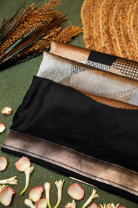 Handwoven Black Banarasi Katan Silk Saree