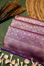 Handwoven Purple Banarasi Katan Soft Silk Saree