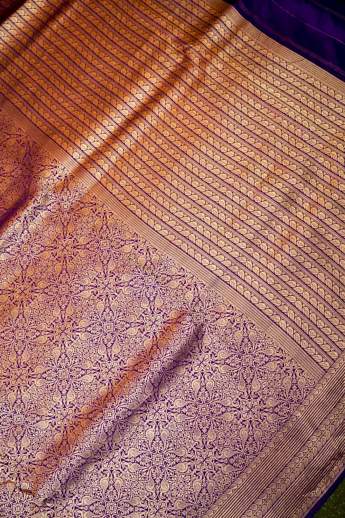 Handwoven Purple Banarasi Katan Soft Silk Saree