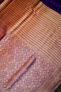 Handwoven Purple Banarasi Katan Soft Silk Saree