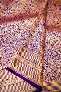 Handwoven Purple Banarasi Katan Soft Silk Saree