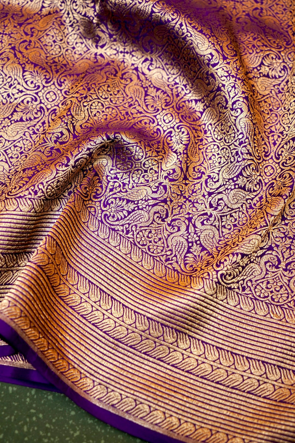 Handwoven Purple Banarasi Katan Soft Silk Saree