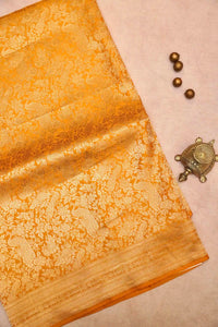 Handwoven Mustard Banarasi  Mashru Silk Saree