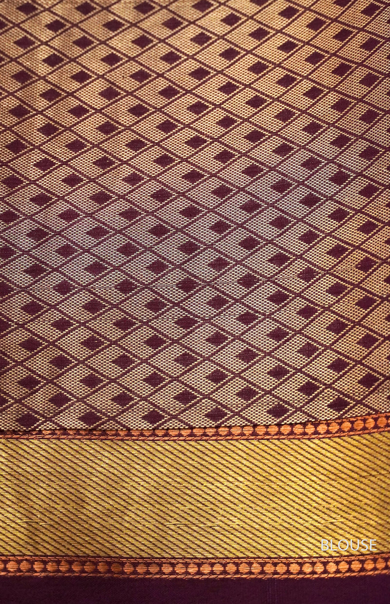Handwoven Banarsi Berry Purple Tissue Silk Saree