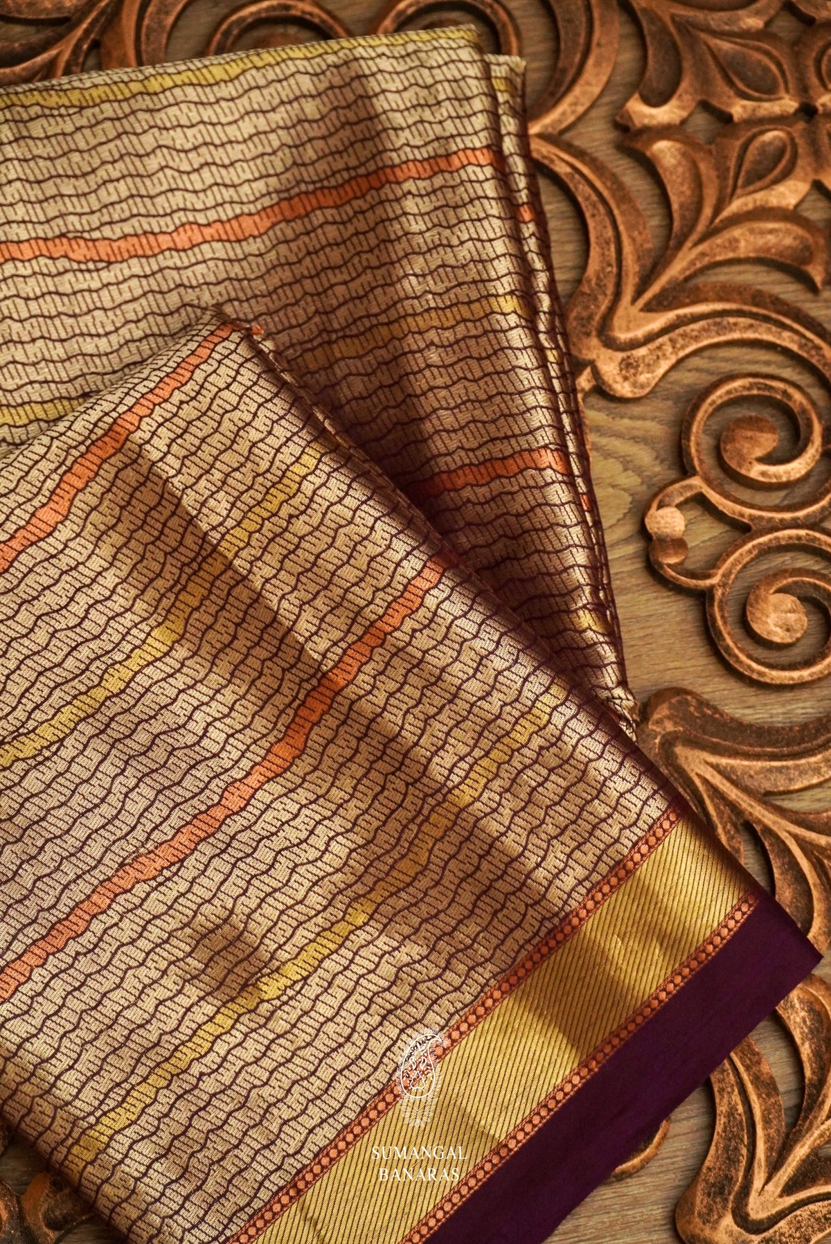 Handwoven Banarsi Berry Purple Tissue Silk Saree