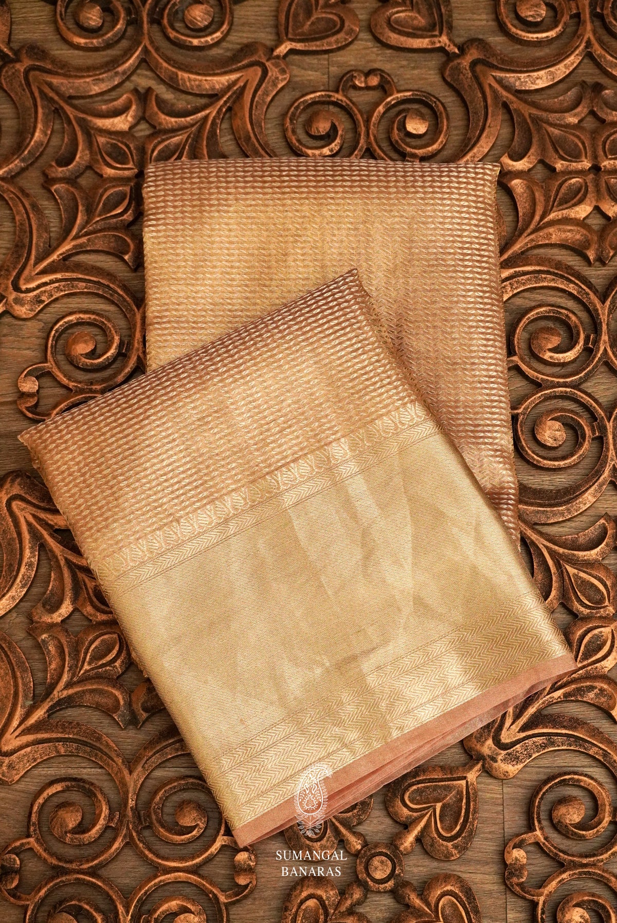 Handwoven Banarsi Shine Gold Tissue Silk Saree