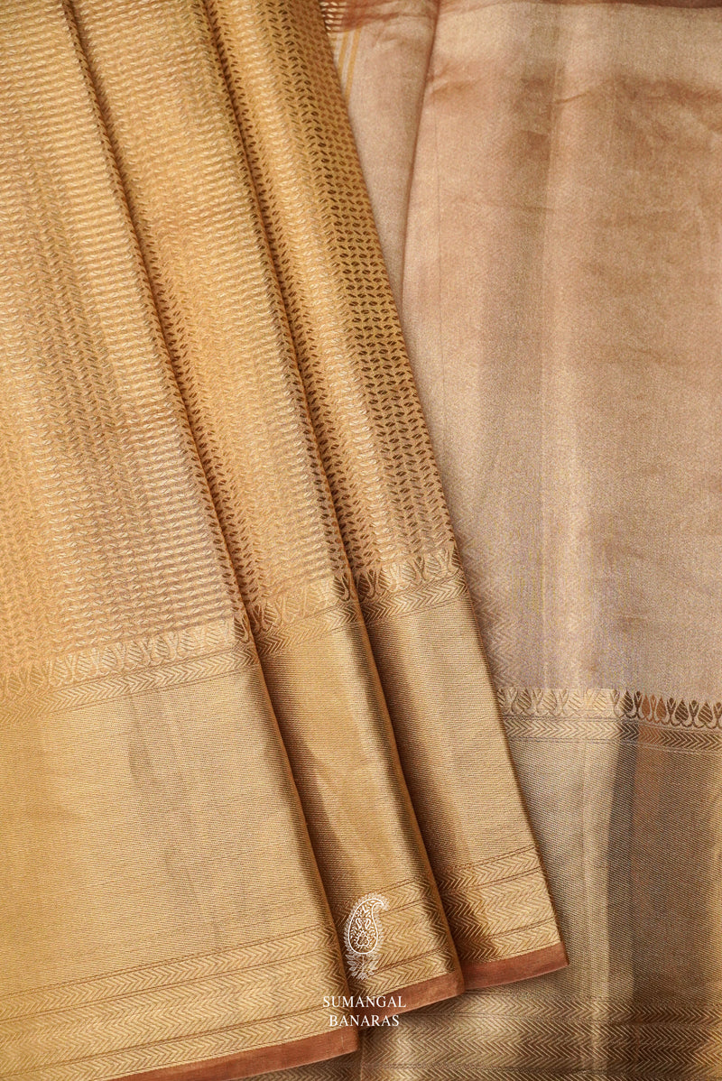 Handwoven Banarsi Shine Gold Tissue Silk Saree