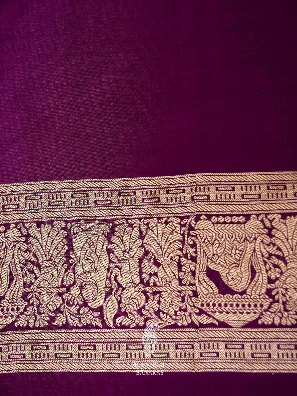 Handwoven Deep Violet  Banarasi Shikargaah Katan Silk Saree