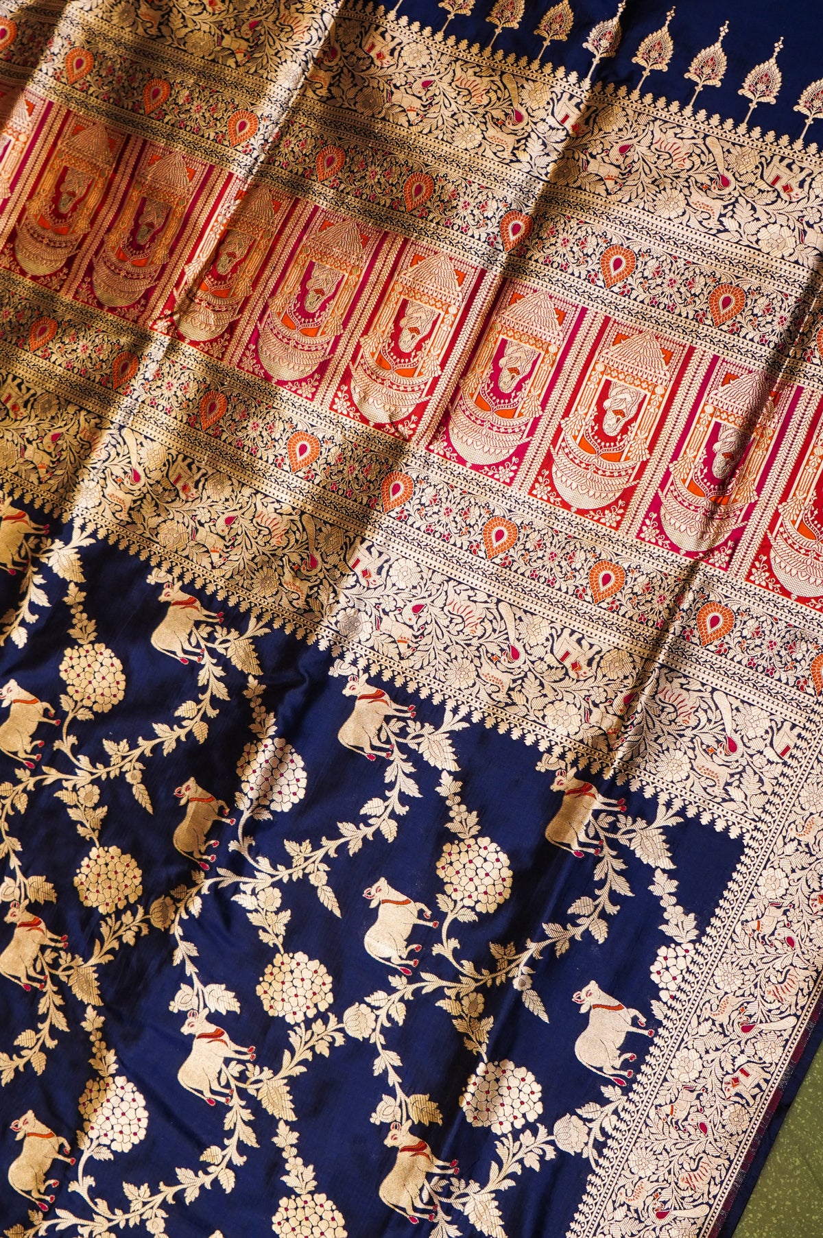 Handwoven Navy Blue Banarasi Katan Silk Saree