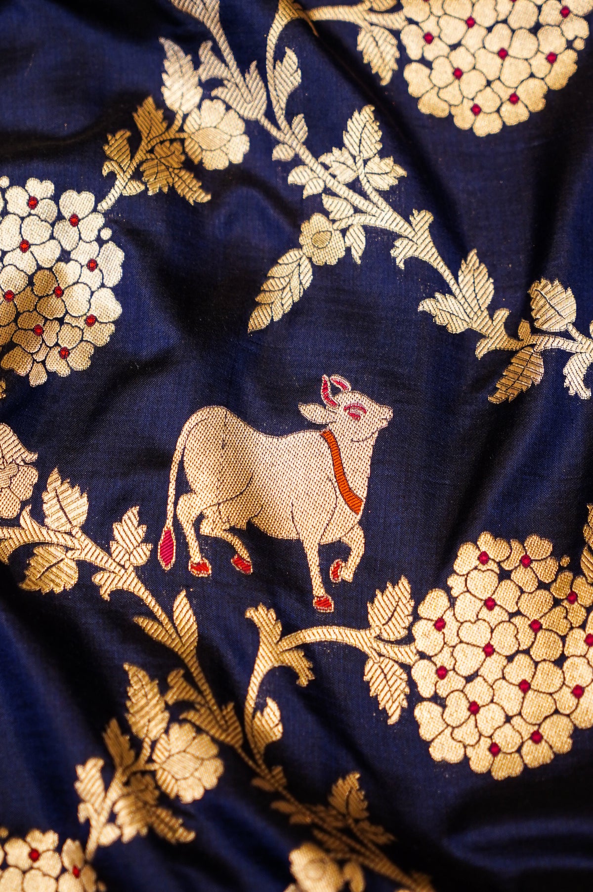 Handwoven Navy Blue Banarasi Katan Silk Saree