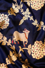 Handwoven Navy Blue Banarasi Katan Silk Saree