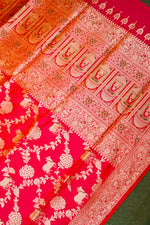 Handwoven Reddish Pink Banarasi Katan Soft Silk Saree