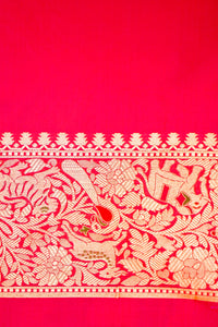 Handwoven Reddish Pink Banarasi Katan Soft Silk Saree