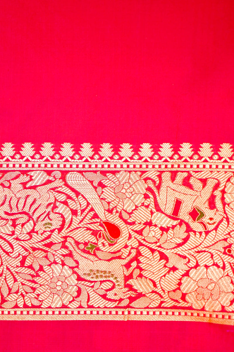 Handwoven Reddish Pink Banarasi Katan Soft Silk Saree