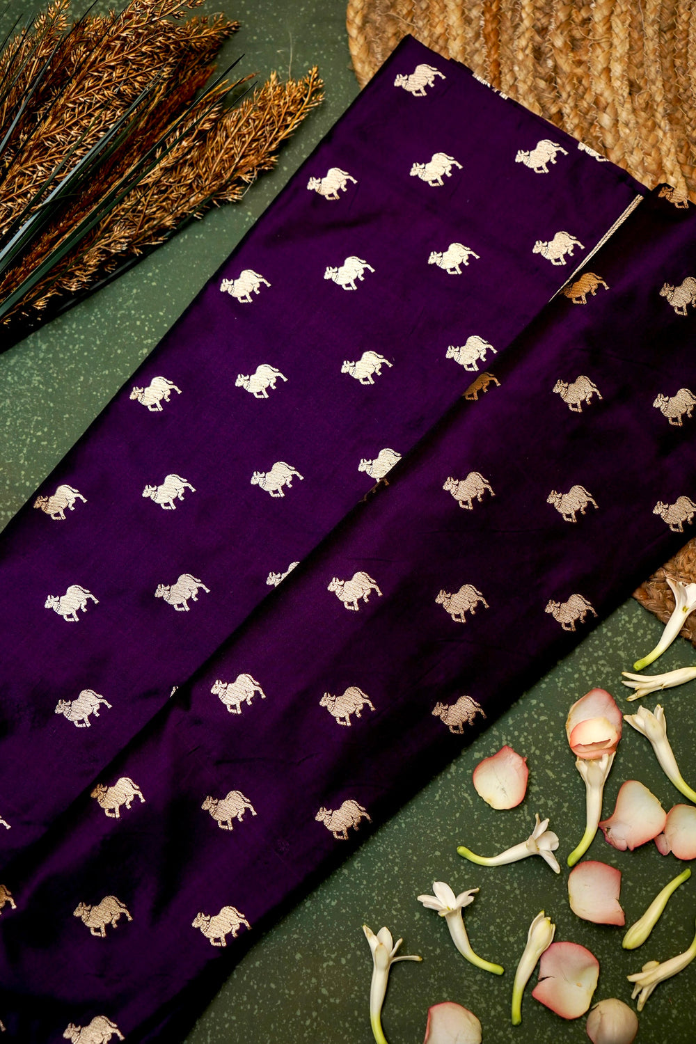 Handwoven Dark Purple Banarasi Katan Silk Saree