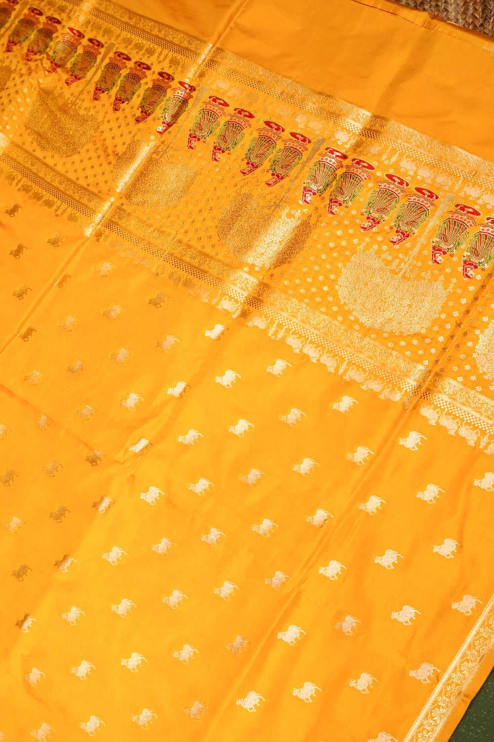 Handwoven Yellow Banarasi Katan Silk Saree