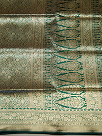 Handwoven Bottle Green Banarasi Tanchoi Katan Silk Saree