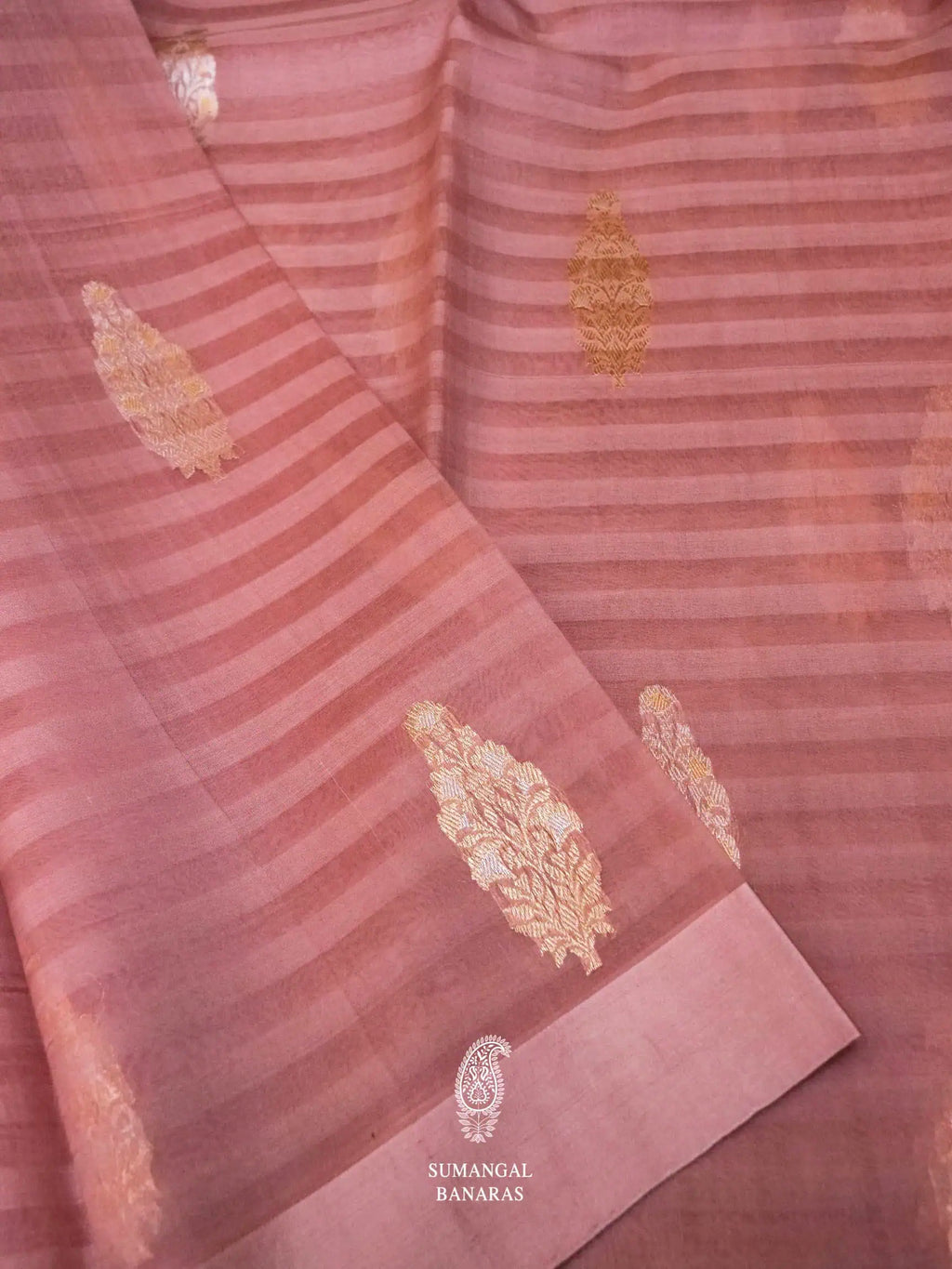 Handwoven Pink Banarasi Organza Silk Saree