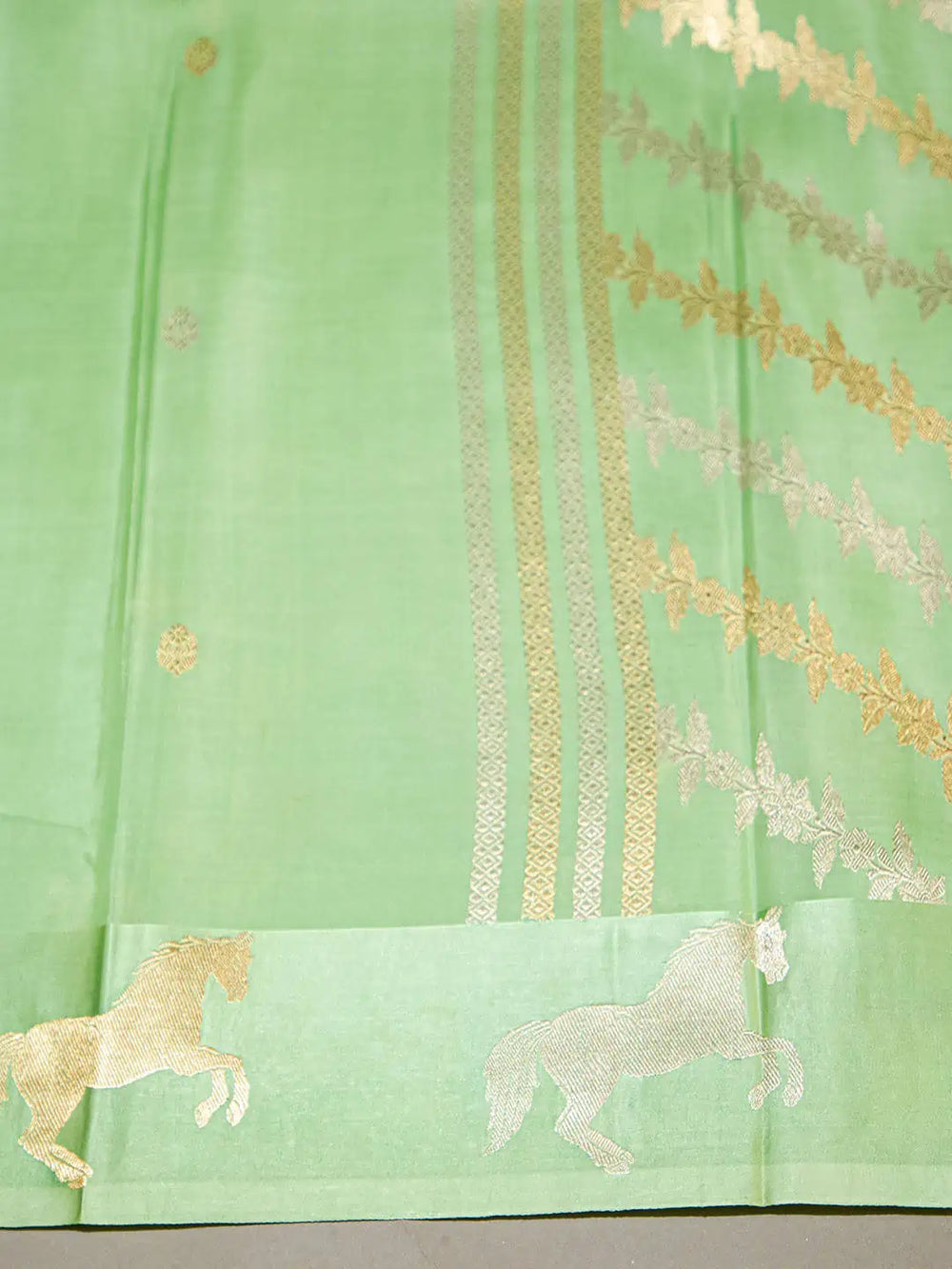Handwoven Light Green Banarasi Kora Silk Saree