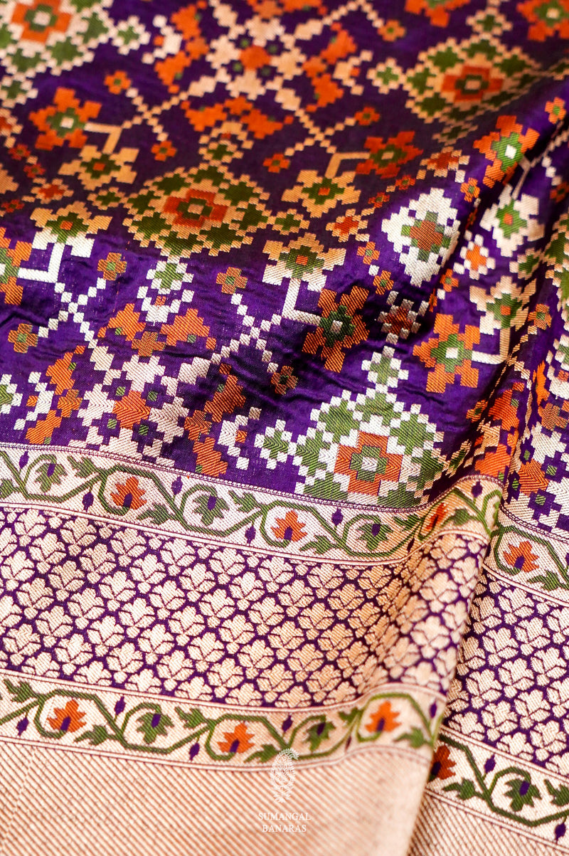 Handwoven Purple Banarasi Katan Silk Saree