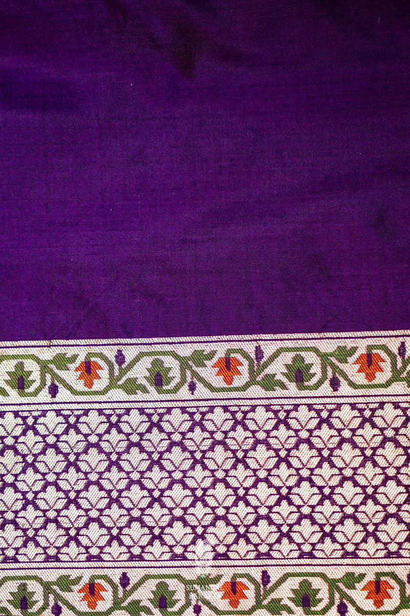 Handwoven Purple Banarasi Katan Silk Saree