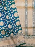 Handwoven Banarasi Teal Green Katan Silk Saree