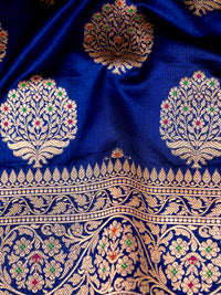 Handwoven Royal Blue Banarasi Katan silk Saree