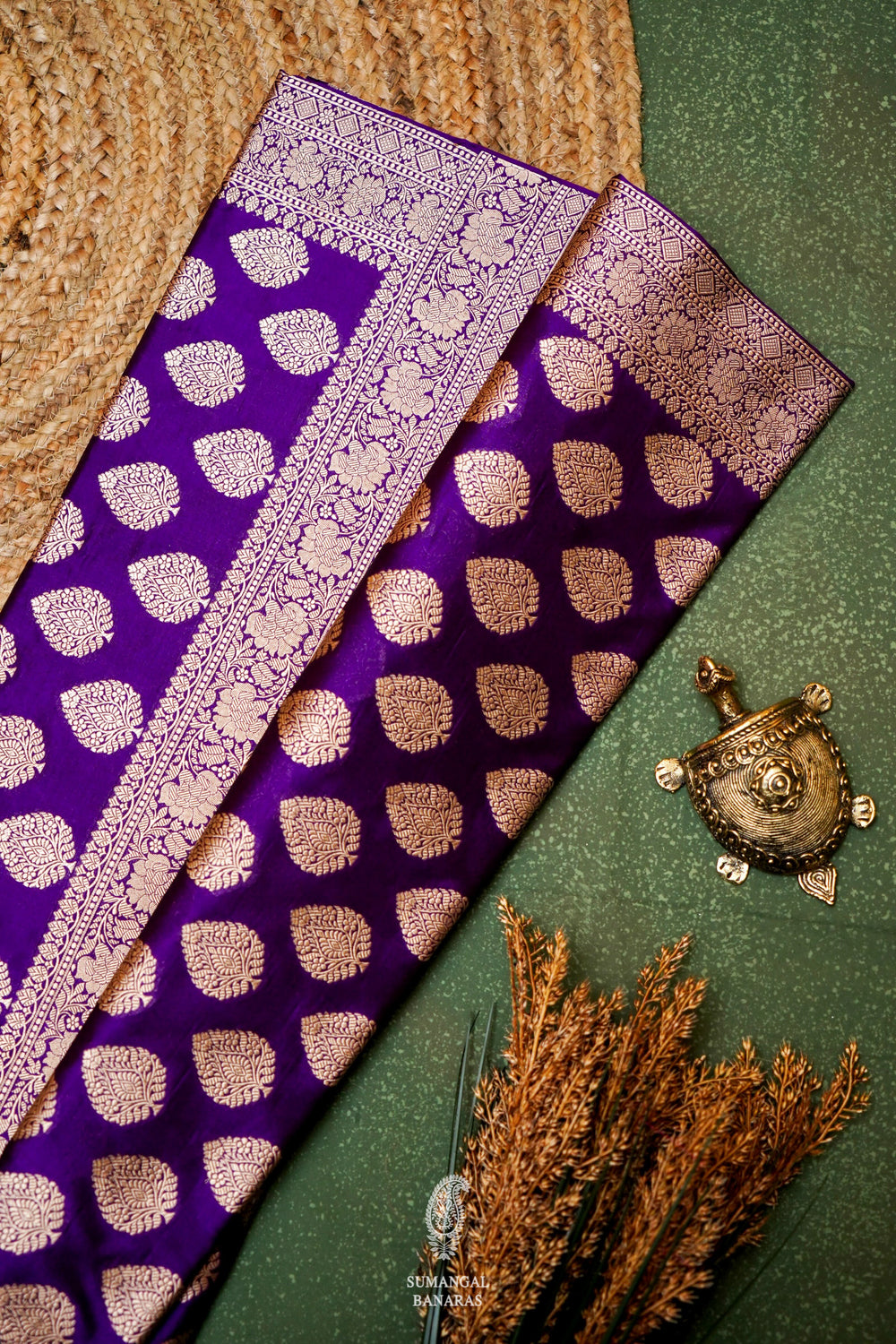 Handwoven Purple Banarasi Katan Silk Saree