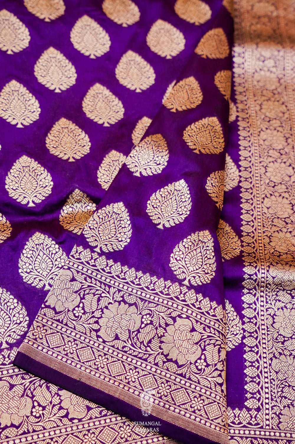 Handwoven Purple Banarasi Katan Silk Saree