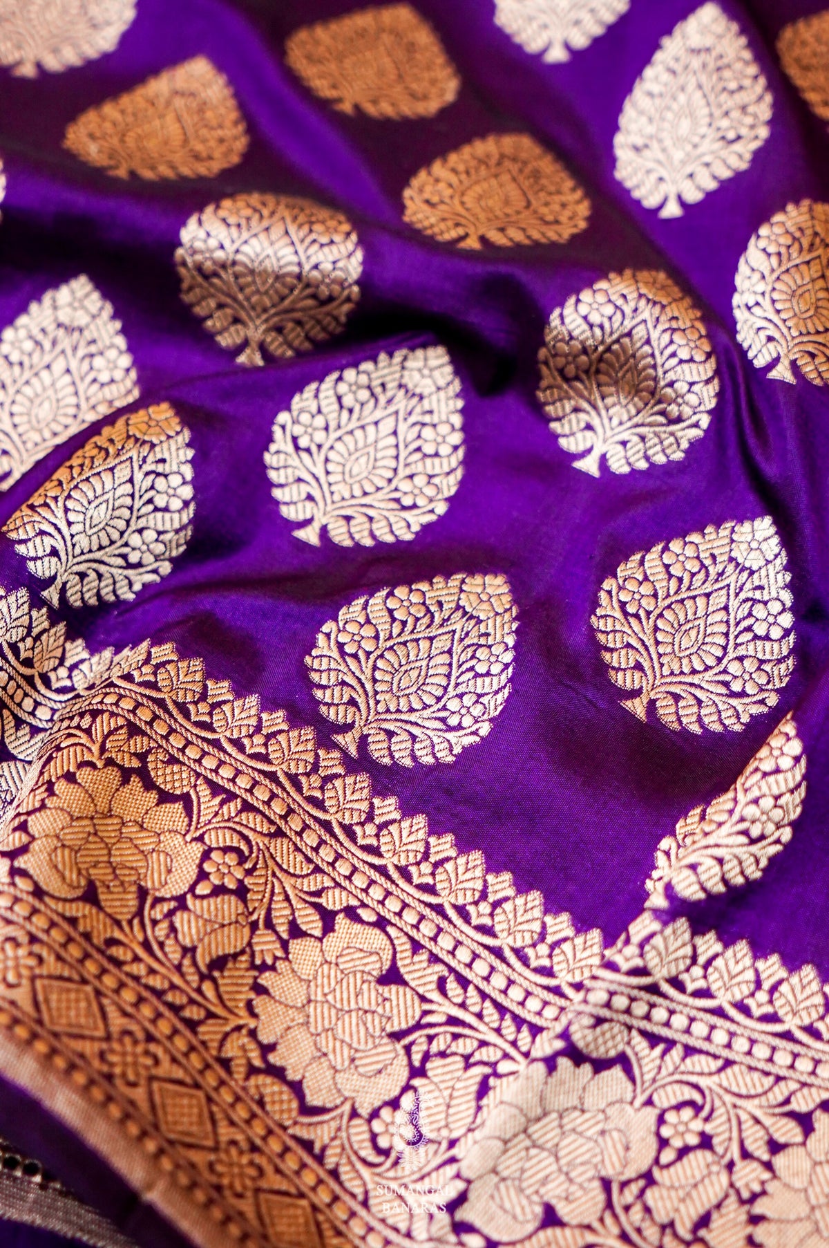 Handwoven Purple Banarasi Katan Silk Saree