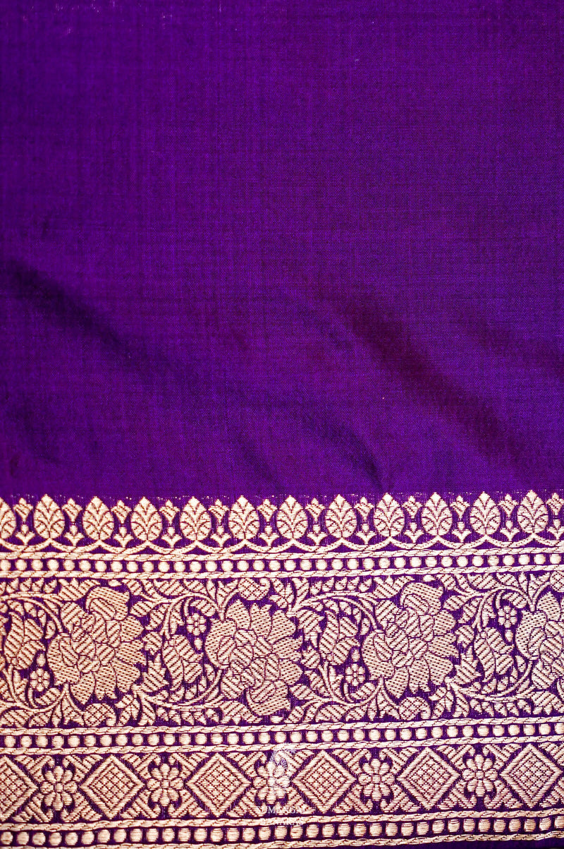 Handwoven Purple Banarasi Katan Silk Saree