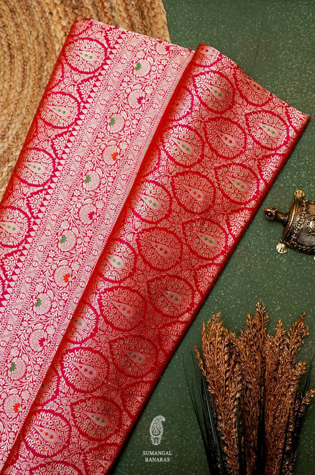 Handwoven Red Banarasi Katan Silk Saree