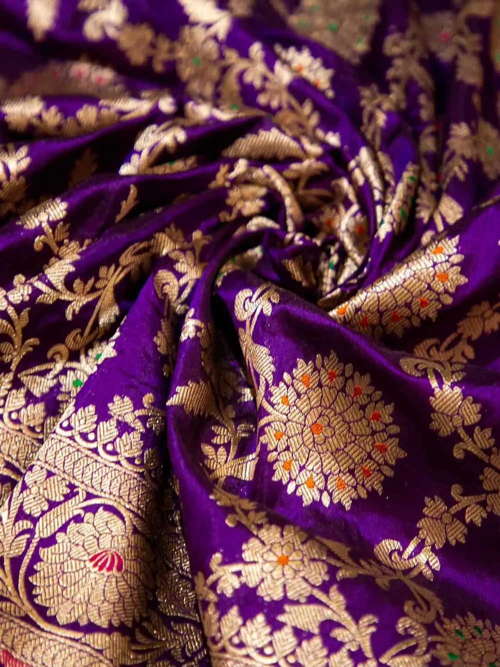 Handwoven Violet Banarasi Katan Silk Saree