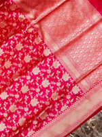 Handwoven Hot Pink Banarasi Katan silk Saree