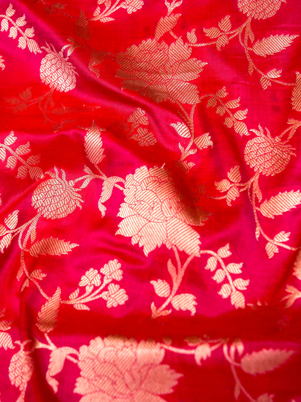 Handwoven Hot Pink Banarasi Katan silk Saree