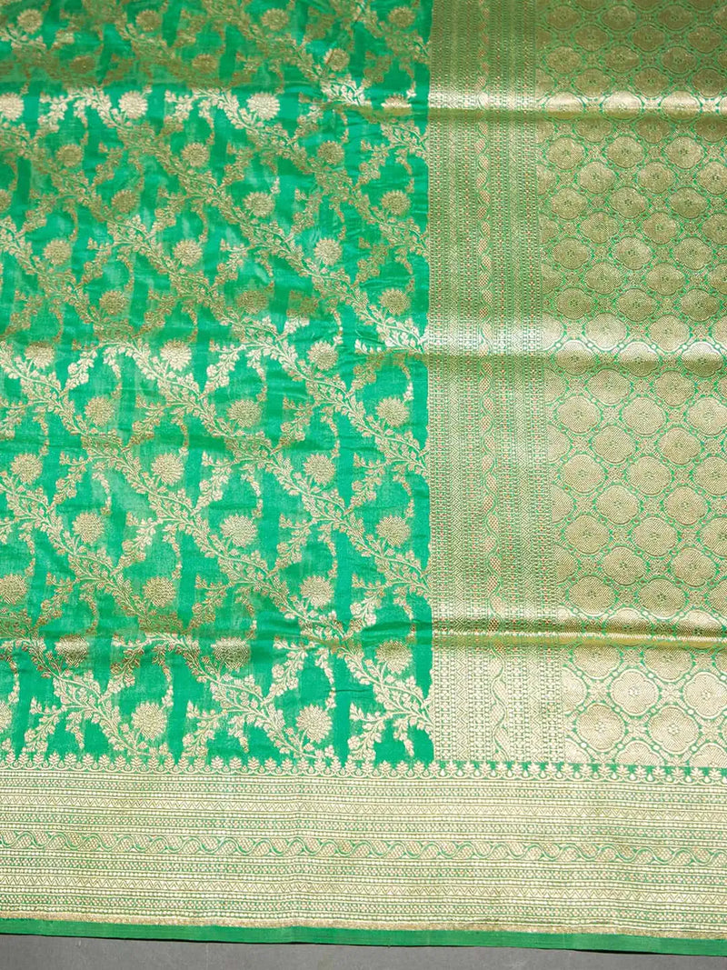 Handwoven Sea Green Banarasi Katan Silk Saree