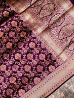 Handwoven Hot Purple Banarasi Katan silk Saree