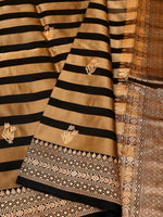 Handwoven Black Banarasi Mashru Silk Saree