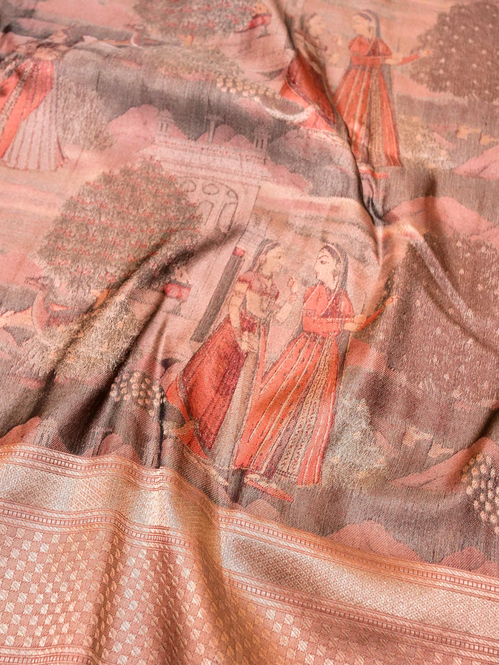 Handwoven Peach Banarasi Katan Silk Saree