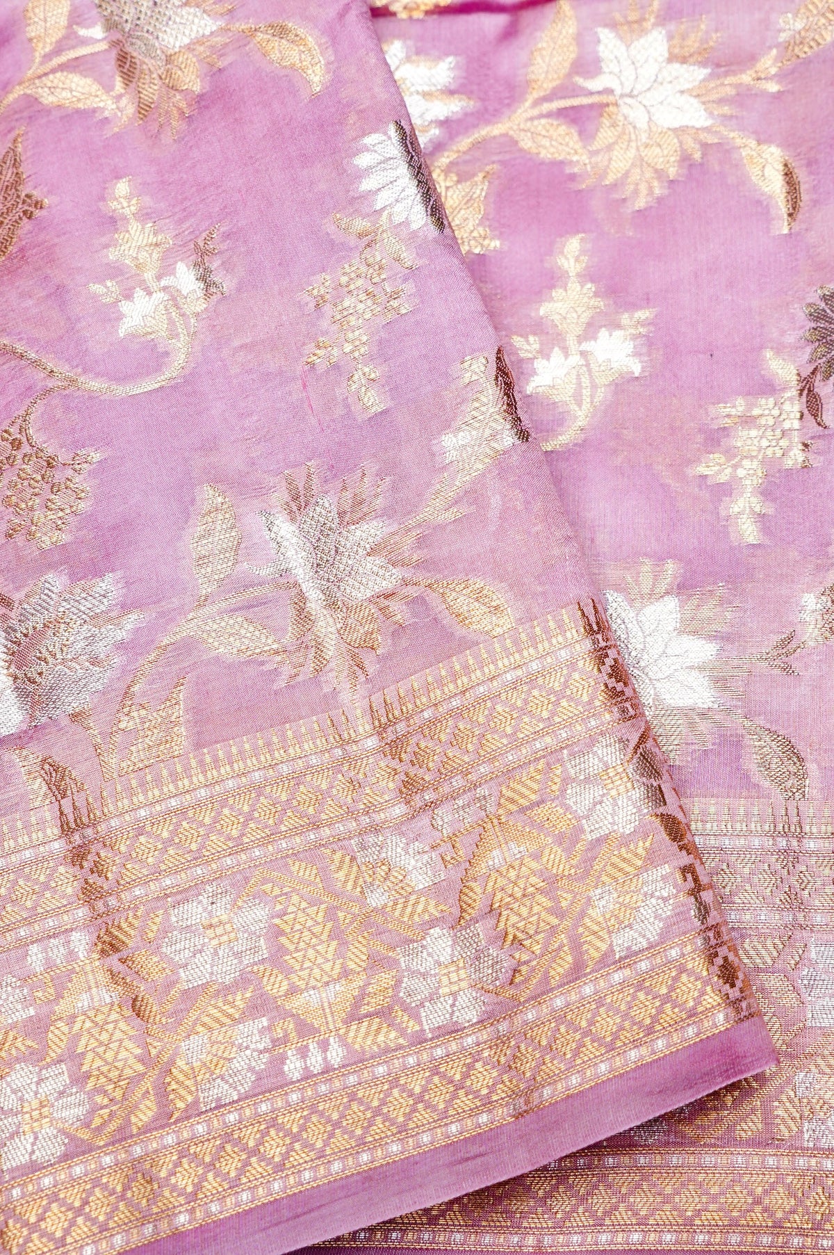 Handwoven Ligh Pink Banarasi Katan Soft Silk Saree