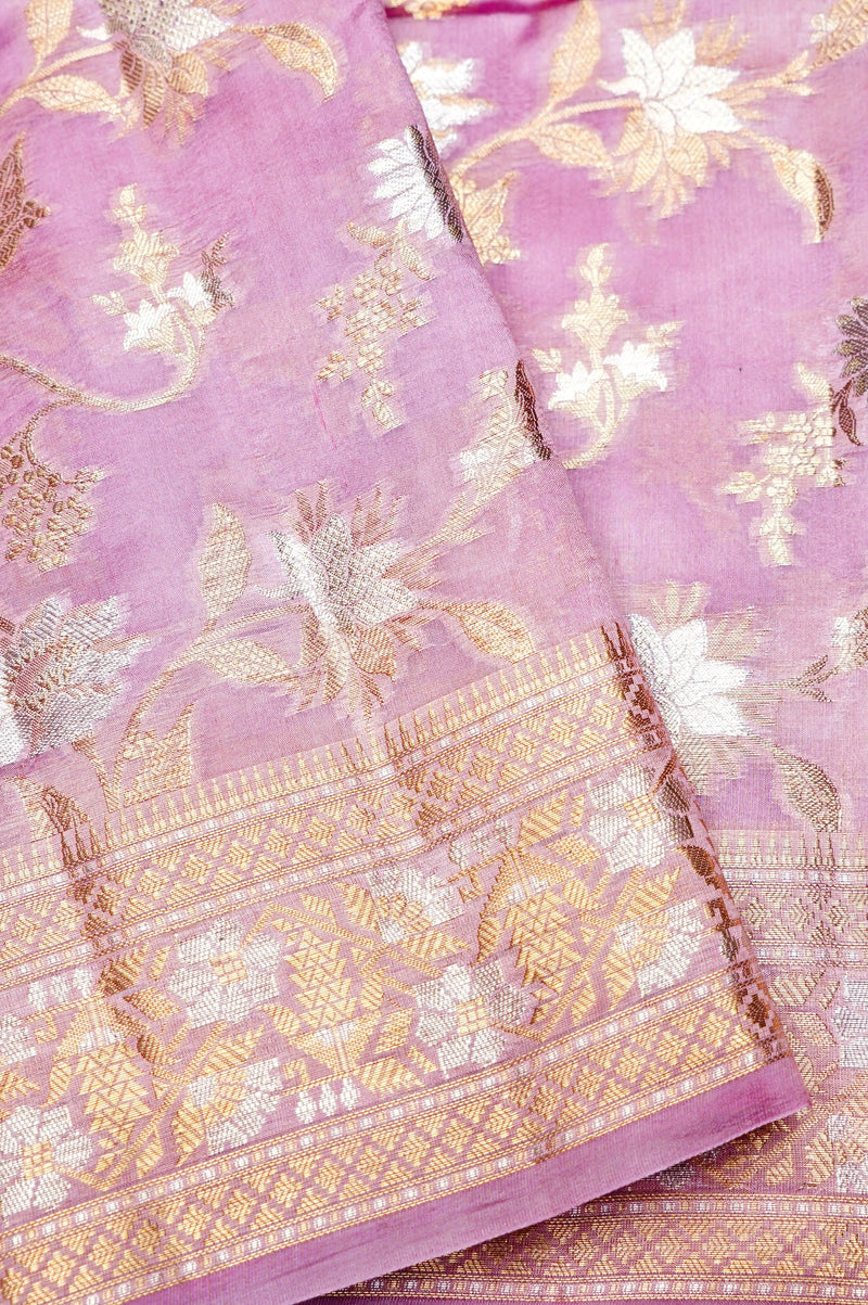 Handwoven Ligh Pink Banarasi Katan Soft Silk Saree