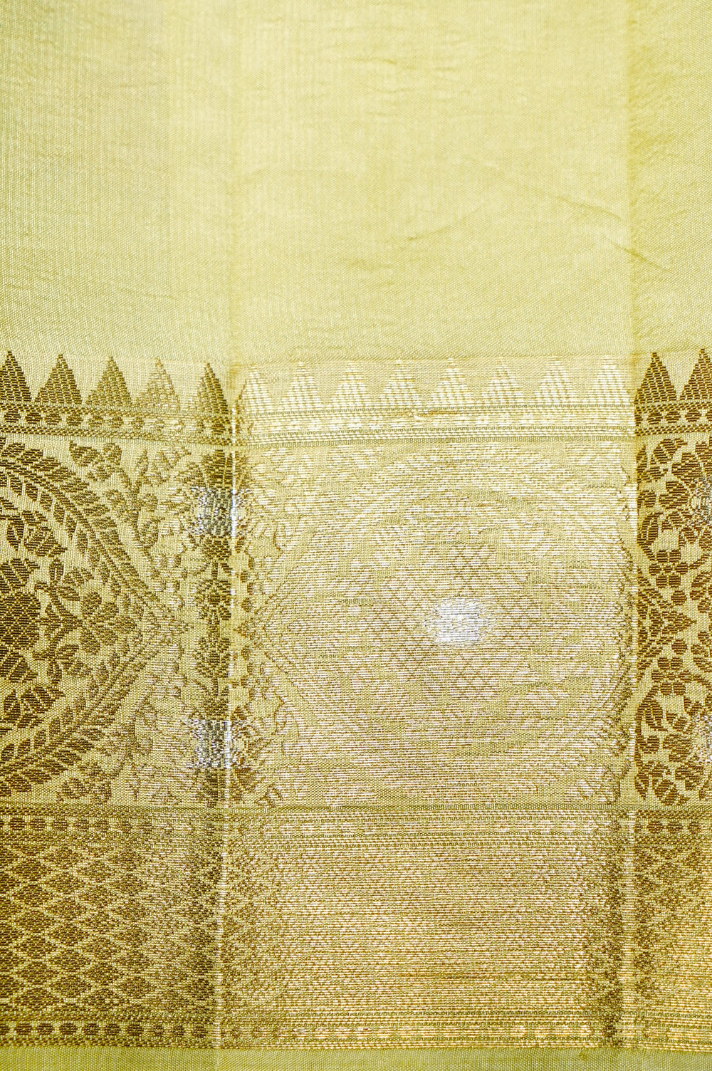 Handwoven Lime Yellow Banarasi Katan Soft Silk Saree