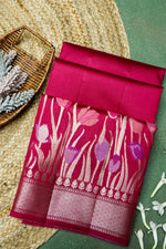 Handwoven Hot Pink Banarasi Katan Soft Silk Saree